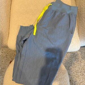 Denim Fig Jogger Pants with Yellow Drawstring